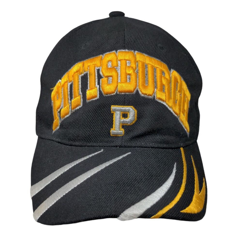 Pittsburgh Strapback Hat Black One Size Embroidered 6 Panel Blue Ocean